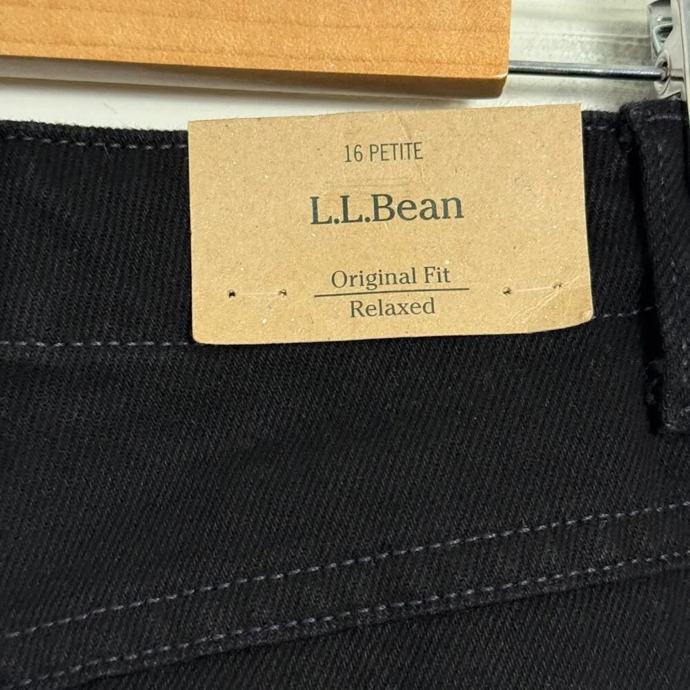 LL‎ Bean Jeans Womens 16 Petite Black Original Fit Relaxed 100% Cotton High Rise - Picture 9 of 16